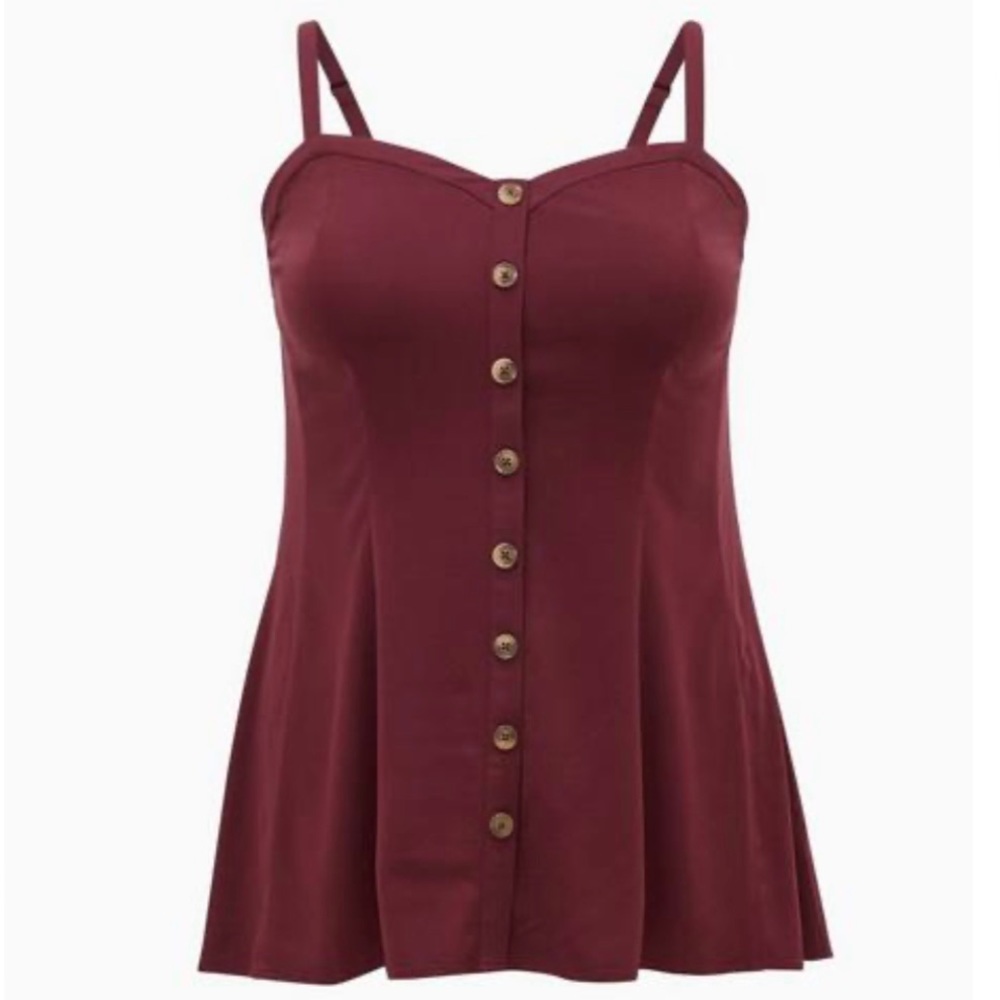 Torrid burgundy/maroon Button Tank Cami babydoll